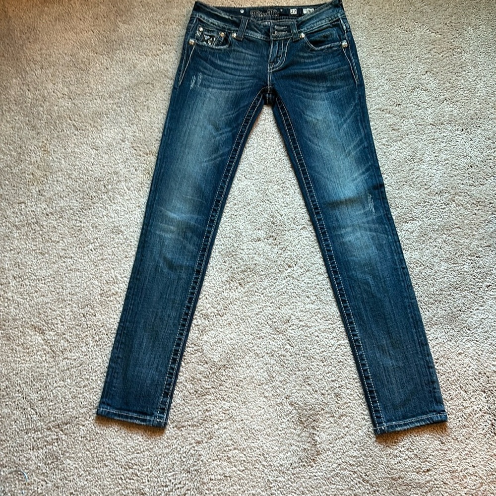 Miss me size 27 skinny jeans with Crystal and camo detail